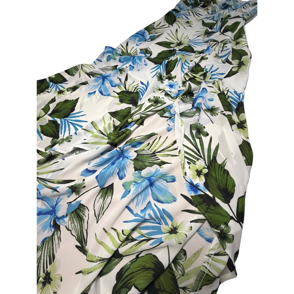 Banana Republic Floral Wrap Maxi Dress Size 0 Petite Coastal Coquette Ruffle - Picture 4 of 10